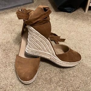 Suede tie up Wedges
